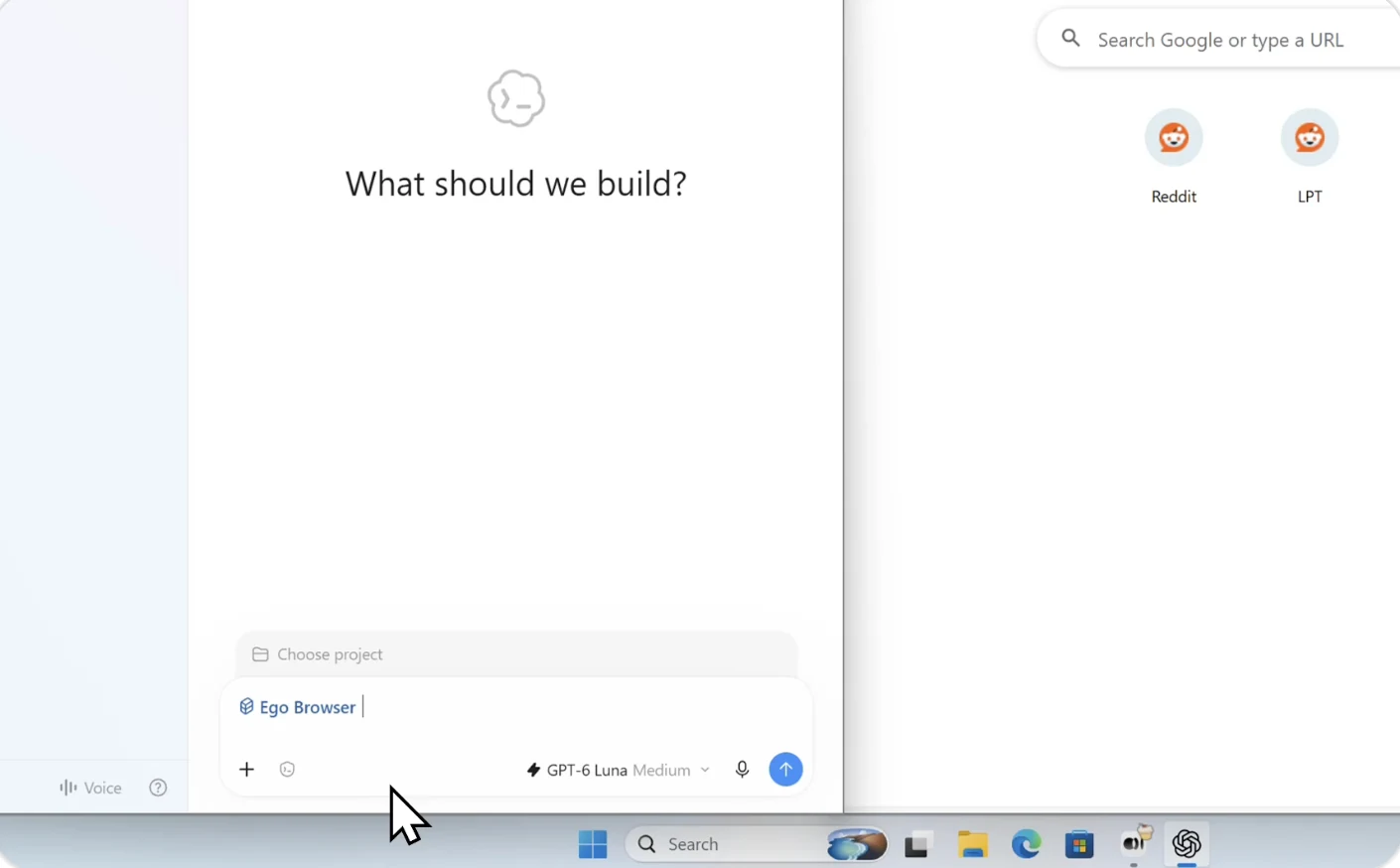 官方 Windows 教程截图:Codex 输入框中已选中 Ego Browser 技能